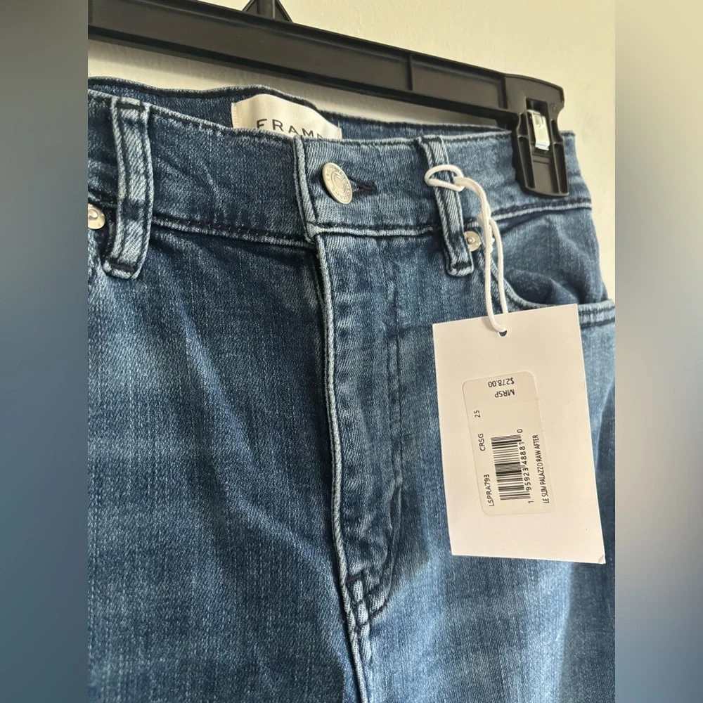 New with tags Frame Le Palazzo wide leg high rise raw hem in color Crossing - Picture 4 of 8